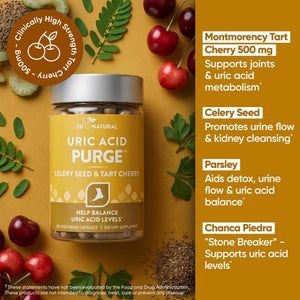 Eu Natural Purge Uric Acid Flush - Eat & Drink What You Want - Uric Acid Support for Joints & Mobility with Celery Seed, Tart Cherry