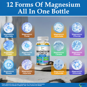 Magnesium Complex Softgels - 12-in-1 Magnesium Supplement with Glycinate,Citrate,Malate,Oxide,Taurate - High Absorption Magnesium Complex for Women & Men for Muscle, Heart, Sleep, Bone, Nerve Support JINGYAT buy supplements Au