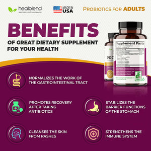 healblend Probiotic Caps Dietary Supplement Capsules, Probiotic for Women and for Men Digestive Health, Immune System Support, Non-GMO, Gluten-Free, 120 Veg Caps healblend buy supplements Au