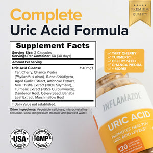 Inflamazol Uric Acid Cleanse – Premium Uric Acid Flush with Tart Cherry, Turmeric & Celery Seed for Joint & Uric Acid Support – Joint Supplements for Men & Women – 120 Capsules InflamazolBuy Supplements Australia