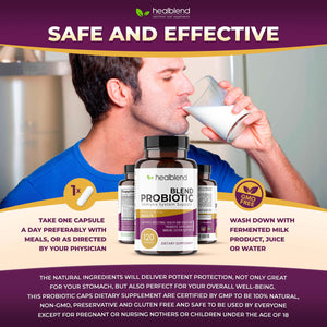 healblend Probiotic Caps Dietary Supplement Capsules, Probiotic for Women and for Men Digestive Health, Immune System Support, Non-GMO, Gluten-Free, 120 Veg Caps healblend buy supplements Au