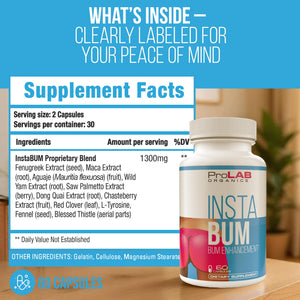 ProLab Organics InstaBum Bum Enhancement Pills – Lift, Shape, and Fill Glutes – Fast Growth for Bigger Butt and Hips – No Gummies. Visible Results in 1-2 Weeks ProLab OrganicsBuy Supplements Australia