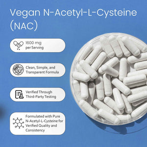 NaturaLife Labs N-Acetyl-L-Cysteine (NAC) 1600 mg ā 100 Capsules, Non-GMO & Gluten-Free (2 Pack) (2)