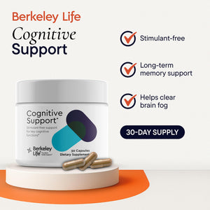 Berkeley Life Cognitive Support Supplement for Memory & Focus - Brain Health Supplements Supports Memory Loss, Mental Clarity, Inability to Multitask & Loss of Speed - for Adults - 30 Capsules Berkeley LifeBuy Supplements Australia