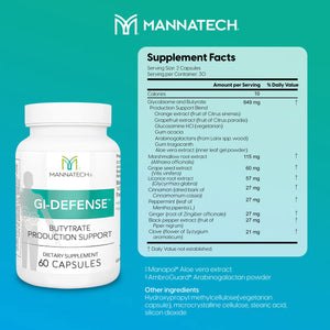 Mannatech Butyrate Supplement - Supports Gut Barrier Function, Intestinal Health, and Digestive Comfort - Promotes Short Chain Fatty Acid Production, Immune Support Supplement GI-Defense 60 Capsules Mannatech buy supplements Au