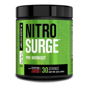 Jacked Factory NITROSURGE Pre Workout Supplement - Endless Energy, Instant Strength Gains, Clear Focus, Intense Pumps - NO Booster & Preworkout Powder with Beta Alanine - 30 Servings, Cherry Limeade Jacked Factory buy supplements Au