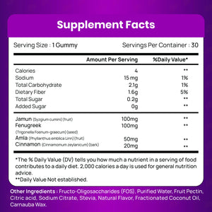 TIKDI GlucoPlum Gummy - 30 Count - Supports Healthy Blood Sugar Levels Already Within Normal Range. All Natural with Indian BlackBerry, Fenugreek, Cinnamon, Vegan, No Added Sugar TIKDI buy supplements Au