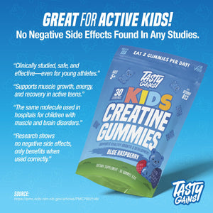 TASTY GAINS Kids & Teen Creatine Gummies with Vitamin B12 for Growth Support, Easy Chew Daily Supplement, Gummy Vitamins for Kids and Teens, Ages 5+ TASTY GAINSΒ buy supplements Au
