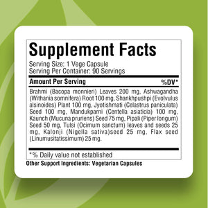 Herbsforever Omega Mind - Support Brain Function, Cognitive, Memory, Mental Clearity |Consentration,with Bacopa, Ashwagandha, Mucuna 10 Ayurvedic Herb Extracts|90 Veg Capsules|800 mg Herbsforever buy supplements Au