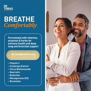 Dr. Tobias Lung Health and Oregano & Caprylic Acid Blend, Supports Lung Cleanse & Detox, Intestinal Health, Immune Support with Prebiotics & Herbs for Women & Men Dr. Tobias buy supplements Au
