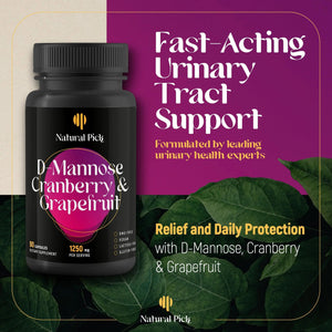 Natural Pick D-Mannose - Cranberry & Grapefruit β Cranberry Pills, UTI Treatment and Fast Relief for Women | Urinary Tract & Bladder Support. 90 Vegan Capsules, D mannose Supplements for Women Natural PickBuy Supplements Australia