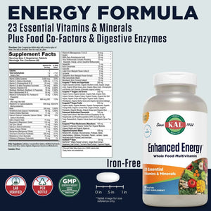 KALยฎ Enhanced Energy Multivitamin | Whole Food Based Vitamins & Minerals w/ Antioxidants, Digestive Enzymes & Natural Carotenoids | 180 Capsules KAL