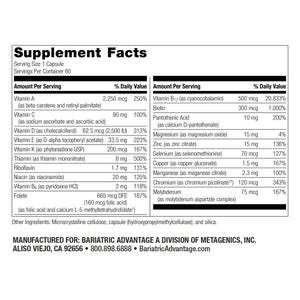 Bariatric Advantage High ADEK Multi - for Bariatric Surgery Patients - Multivitamin with Vitamins A, D, E, K & Trace Minerals Bariatric Advantage