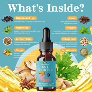 Plantasyne Herbal Gut Cleanse Drops with Black Walnut Hull & Barberry Root | Gentle Liquid Detox for Gut & Colon Support | for Adults & Kids|30 Servings Plantasyneย buy supplements Au