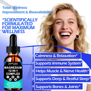 Magnesium 12 in 1 Complex Liquid Drops Magnesium Supplement w. Glycinate Citrate Malate Taurate Oxide Aspartate Orotate, Calm Magnesium for Sleep Muscle Heart Support丨Max Absorption Liquid Formula AMENQ hHEALTH buy supplements Au