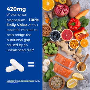 Vitalibre 10 in 1 Magnesium Complex, 420mg Elemental Magnesium | Ultra Strength, Max Absorption | Chelated Magnesium Supplement for Nerves, Bone & Heart Health | Non-GMO, 120 Vegan Capsules VitalibreBuy Supplements Australia