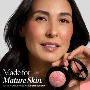 LAURA GELLER NEW YORK Baked Blush-n-Brighten for Mature Skin - 04 Cherry Custard - Powder Blush Won't Settle into Fine Lines - Buildable Natural Finish β Longlasting Formula - Made in Italy