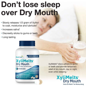 Oracoat XyliMelts for Dry Mouth Night Time or Day - Moisturizing Dry Mouth Adhering Discs, Sugar Free with Xylitol, 100 Count,