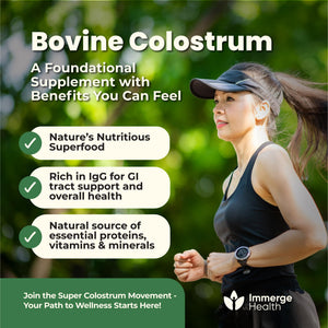 Immerge Health Super Colostrum Powder (60 Servings) β Premium Bovine Colostrum Supplement for Gut Health, Bloating & Immune Support β High IgG, 100% Grass Fed First Milking, Unflavored, Made in USA ImmergeHealth.comBuy Supplements Australia