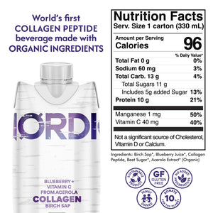 Nordic Liquid Collagen Peptide Drink, Organic Birch Sap, Wild blueberry + Vitamin C, Made in Finland - 10g Clinically Studied Grass Fed Collagen Peptides for Skin Hair Nails & Joint Support, with Silica, BPA-Free Beverage (12 Pack) Nordic Tree WaterBuy Supplements Australia