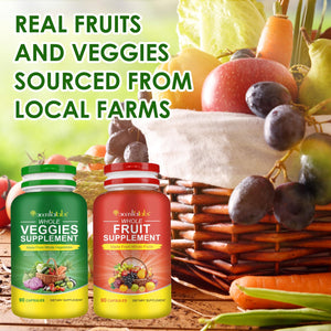 Fruit & Veggies Capsules | Daily Fruit & Vegetable Blend | 2 Bottles – 180 Vegetarian Capsules | Plant-Based Superfood Formula | Non-GMO, Gluten Free Generic buy supplements Au