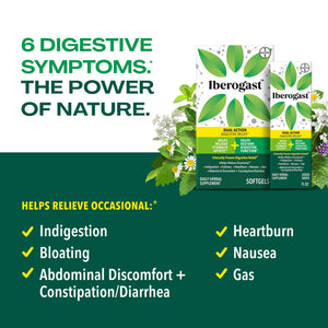 Iberogast Softgels, Herbal Relief of Stomach Upsets: Occasional Indigestion, Bloating, Gas, Nausea, Upset Stomach; 6-Herb Blend with Iberis Amara, Peppermint, Licorice, Lemon Balm; 30ct Iberogast buy supplements Au