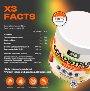Cure24 Bovine X3 Colostrum Supplement Powder for Humans, 100% Pure Whole Natural Grass Fed Superfood, High IgG, Plus Probiotic & Prebiotic, Natural Peach-Mango Flavor, Made in USA Cure24 buy supplements Au