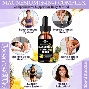 Magnesium 12 in 1 Complex 1000mg Supplement for Women & Men, High Absorption Liquid Magnesium W/Glycinate Citrate Malate Taurate Oxide Aspartate Orotate, Calm Magnesium for Sleep Muscle Heart Support GLOVVUUPΒ buy supplements Au