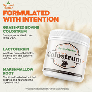 O H Optimal Human Bovine Colostrum Powder with Marshmallow Root – Gut & Immune Support Colostrum Supplement Capsules with IgG & Protein – Non-GMO, GMP Certified, Made in USA – Unflavored 30 Servings O H buy supplements Au