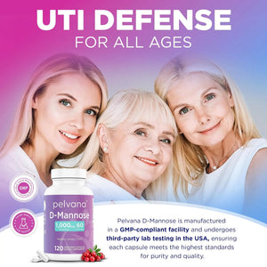 Pelvana D-Mannose 120 Capsules (500mg Each) β 1000mg per Serving β Assists & Maintains Healthy Urinary Tract, Flushes Impurities, Pure Ingredients, Gluten-Free β Third-Party Lab Tested, Made in USA PelvanaBuy Supplements Australia