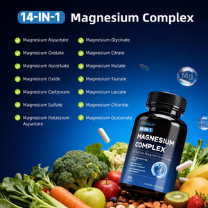 14-in-1 Magnesium Complex Supplement, 1200mg Elemental Magnesium Glycinate, Citrate, Malate, Taurate - Magnesium Complex for Women Nerves, Bone & Heart Health | Non-GMO GrthNutr buy supplements Au