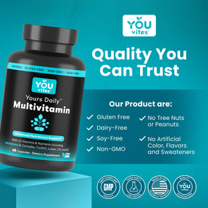 You Vites - Methylated Multivitamin for Men and Women, Methyl Multi Without Iron - 60 Capsules, MTHFR Supplement with Methyl B12, Methylfolate (5-MTHF), CoQ10 for Energy, Heart and Mood Support You Vites buy supplements Au