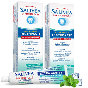 SALIVEA Dry Mouth Toothpaste (2 Pack) β 4.3 oz Each, Anticavity Fluoride, Natural Salivary Enzymes, Xylitol & Calcium, SLS-Free,