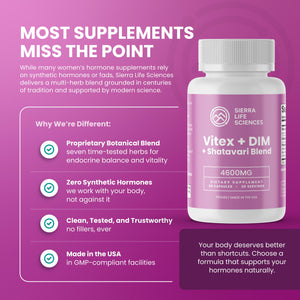 SIERRA LIFE SCIENCES Hormonal Balance Blend for Women – Vitex, DIM, Shatavari + Adaptogenic Support – Menstrual & Menopause Relief – Vegan, Clean-Label Formula – 4600mg – (Pack of 2) SIERRA LIFE SCIENCES buy supplements Au