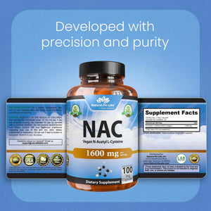 NaturaLife Labs N-Acetyl-L-Cysteine (NAC) 1600 mg ā 100 Capsules, Non-GMO & Gluten-Free (2 Pack) (2)