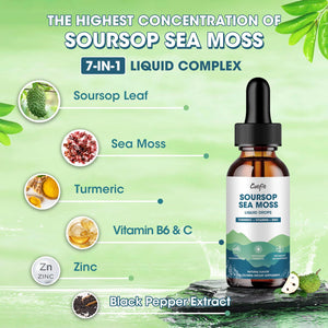 Catfit Soursop Graviola Liquid Drop β Soursop Drops for Cell Support, Antioxidant, Relaxation & Immune Boost with Sea Moss, Turmeric, Black Pepper, B6 C, Zinc, Sugar Free, Gluten Free, Vegan, 2 Fl Oz CatfitBuy Supplements Australia