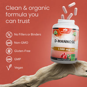 NaturaLife Labs Organic D-Mannose 1300 mg with Organic Cranberry Extract 100 mg per Serving ā 100 Capsules ā Non-GMO, Gluten-Free, Vegan NaturaLife LabsBuy Supplements Australia