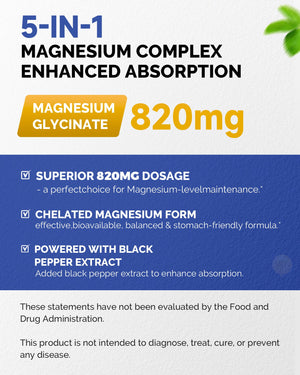 820mg Magnesium Complex 240 Veggie Capsules,for Women & Men with Magnesium Glycinate,Citrate, Malate,Taurate & L-Threonate for Sleep, Mood, Muscle Relaxation & Nerve Function Vegan Friendly, Non-GMO FreeCare buy supplements Au