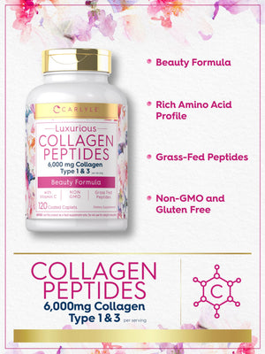 Carlyle Collagen Peptides with Vitamin C | 6000mg | 120 Caplets | Grass Fed Type II & III | Beauty Formula | Non-GMO, Gluten Free Supplement Carlyle buy supplements Au