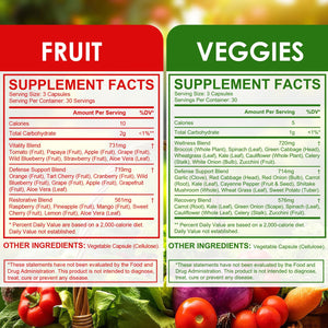 Fruit & Veggies Capsules | Daily Fruit & Vegetable Blend | 2 Bottles – 180 Vegetarian Capsules | Plant-Based Superfood Formula | Non-GMO, Gluten Free Generic buy supplements Au