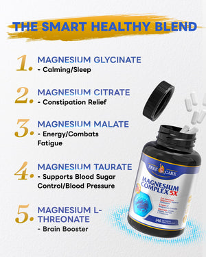 820mg Magnesium Complex 240 Veggie Capsules,for Women & Men with Magnesium Glycinate,Citrate, Malate,Taurate & L-Threonate for Sleep, Mood, Muscle Relaxation & Nerve Function Vegan Friendly, Non-GMO FreeCare buy supplements Au