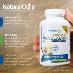 Extra Strength Stack: Monolaurin 800mg + Clean L-Lysine 600mg + Andrographis, Advanced Immune Support Routine Bundle Natural Cure Labs buy supplements Au