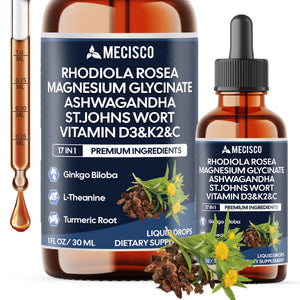 17in1 Rhodiola Rosea Liquid Drops with blend Ashwagandha Magnesium, L-Theanine. Ultra Strength Rhodiola Cortisol Supplement, Rhodiola Root for Support Relaxation, Mood, Energy - 1 FL Oz - 60 Day MeciscoBuy Supplements Australia
