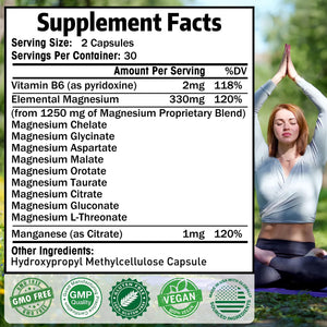 Magnesium Supplement with 9 Forms of High Absorption Magnesium Glycinate, L-threonate, Citrate, Malate and More for Muscle, Brain Support, Non-GMO, Gluten & Soy Free, 60 Capsules Simlike buy supplements Au