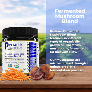 Premier Research Labs Premier Fermented Mushroom Blend - Reishi Mushroom Powder, Mushroom Extract for Drinks, Coffee, Mushroom Complex with Turkey Tail, Cordyceps for Immune & Gut Health - 7.4 oz Premier Research LabsBuy Supplements Australia