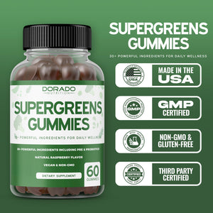 Supergreens Gummies (60 Count) Daily Greens Gummies - Greens Supplements with 8 Ingredient Power Blend - Superfood for Immunity Support for Adults - Third Party Tested, Vegan & USA Made (Pack of 2) DORADO NUTRITIONΒ buy supplements Au