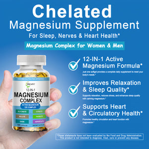 Magnesium Complex Softgels - 12-in-1 Magnesium Supplement with Glycinate,Citrate,Malate,Oxide,Taurate - High Absorption Magnesium Complex for Women & Men for Muscle, Heart, Sleep, Bone, Nerve Support JINGYAT buy supplements Au