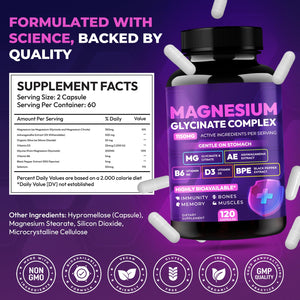 Magnesium Glycinate Complex 1150mg - Gentle on Stomach High Absorption Magnesium Capsules with Citrate, Silica, Ashwagandha & Vitamin B6 for Zzz, Stress Relief, Muscle Support for Adults, Women & Men Cytona buy supplements Au