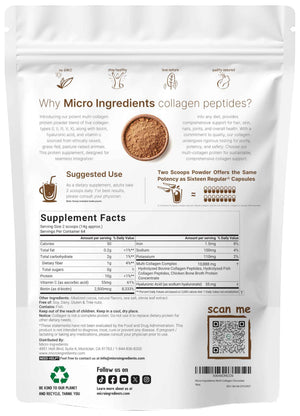 Micro Ingredients Multi Collagen Peptides Powder, 2lb | Type I, II, III, V, X + Biotin, Vitamin C & Hyaluronic Acid | Chocolate Flavor | Supports Hair,