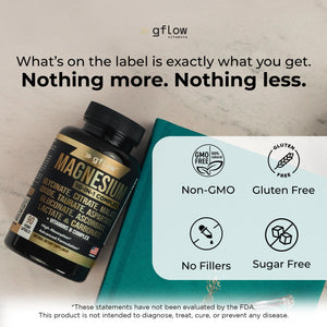 gflow vitamins Magnesium Complex Supplement - 10 Active Forms, Glycinate, Citrate, Malate, Oxide, Taurate, Aspartate, Gluconate, Ascorbate, Lactate, Carbonate, Plus More with Vitamin C B1 B2 B6 B12 gflow vitaminsย buy supplements Au